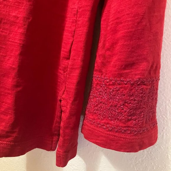 J. Jill Women's Red Embroidered Design Button Front Long Sleeve Blouse Size XL - Picture 4 of 7